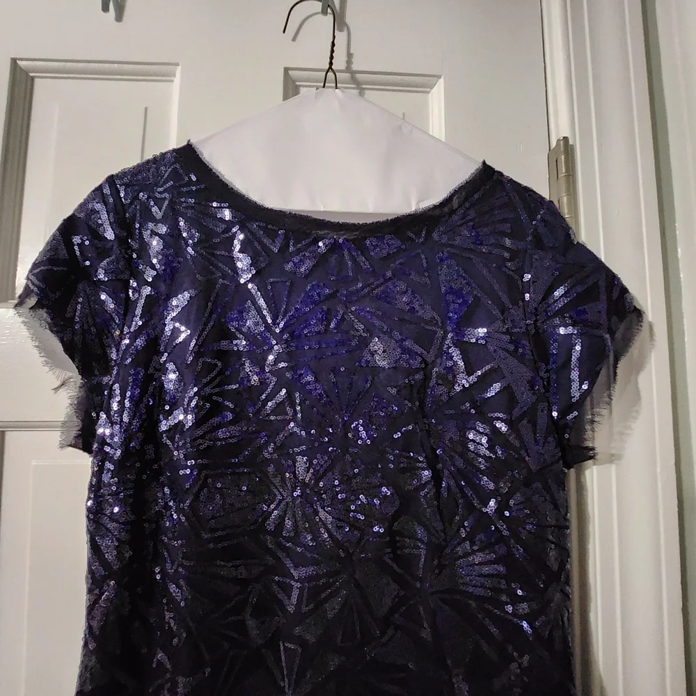 Vince Camuto Navy Sequin Dress Size 12 - Picture 3 of 14